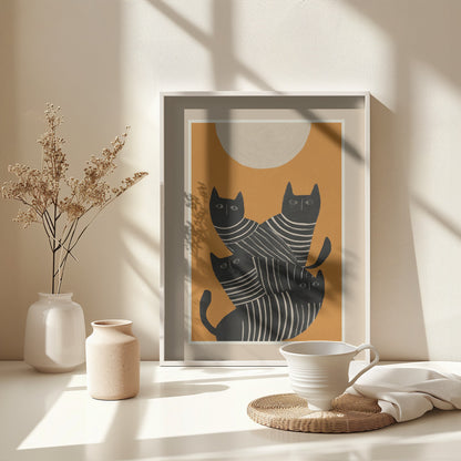 Abstract Black Cats - Poster / Art Print - interiör