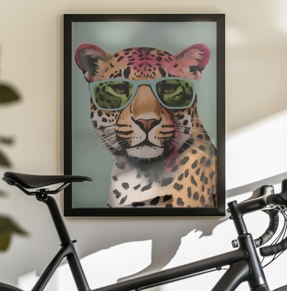 Leopard With Glasses - Poster / Art Print - interiör