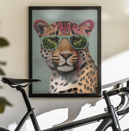 Leopard With Glasses - Poster / Art Print - interiör