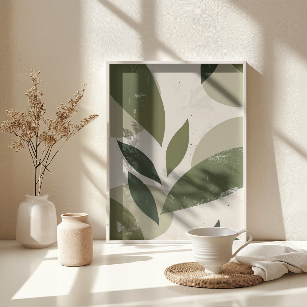 Green Abstract Leaves No 3 - Poster / Art Print - interiör