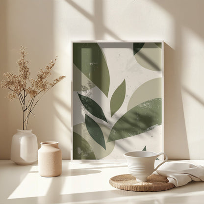 Green Abstract Leaves No 3 - Poster / Art Print - interiör