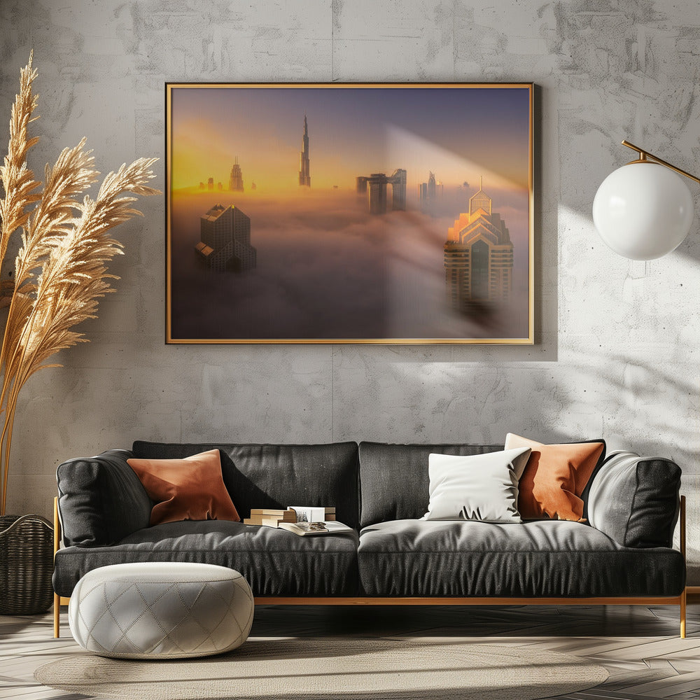 Dubai foggy sunrise in the city A738873 - Poster / Art Print - interiör