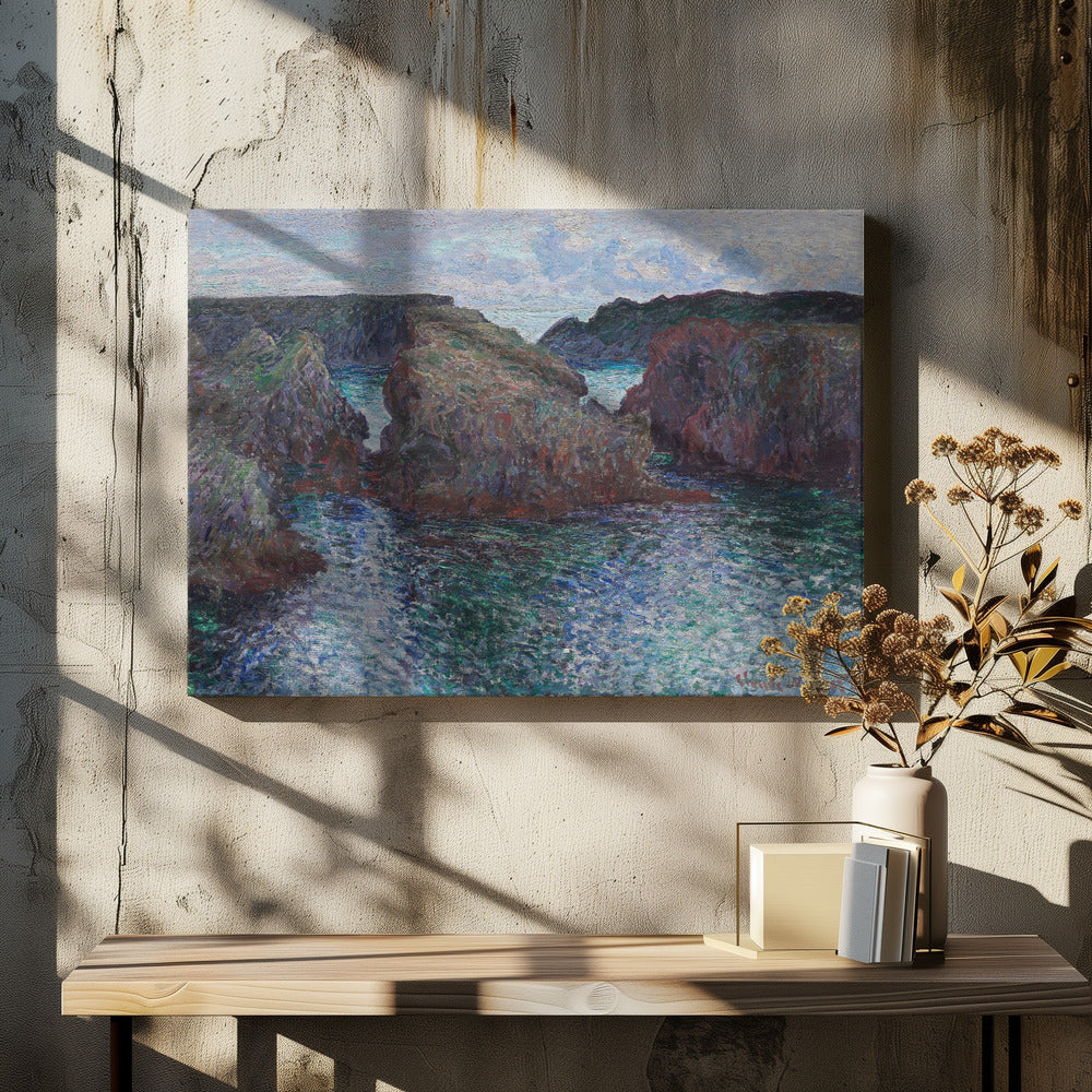 Rocks At Port Goulphar, Belle Île (1886) By Claude Monet - Poster / Art Print - interiör