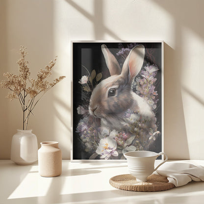 Rabbit and Flowers 3 - Poster / Art Print - interiör