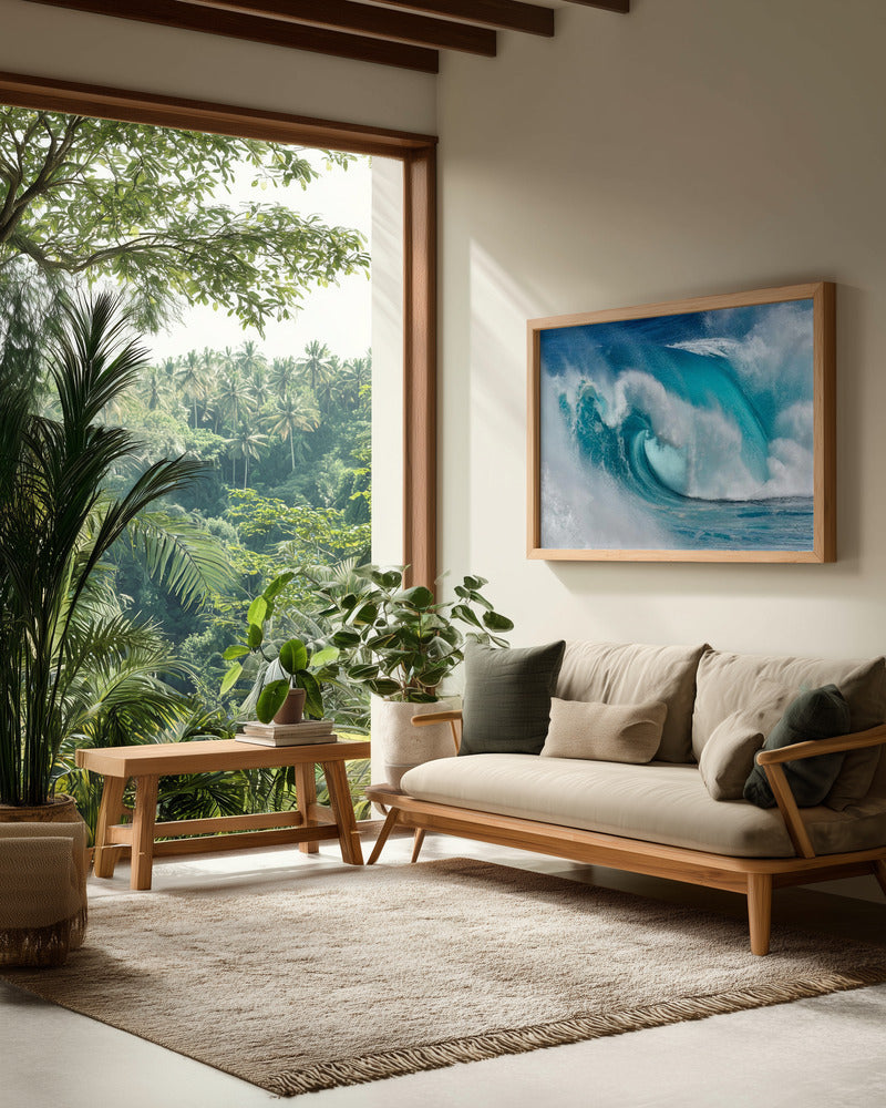 When the ocean turns into blue fire - Poster / Art Print - interiör