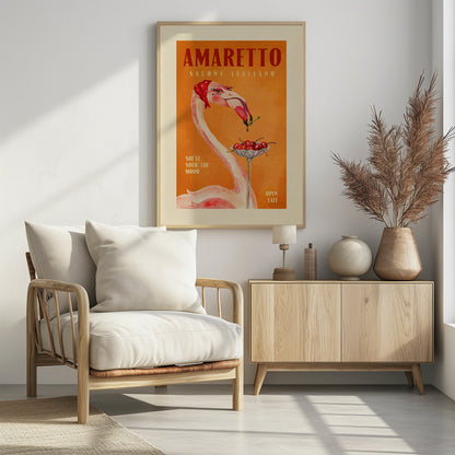 Amaretto Flamingo Art Deco Italian Cafe Travel Art - Poster / Art Print - interiör