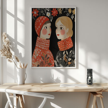 Vintage Style Mag Women Knittwear - Poster / Art Print - interiör