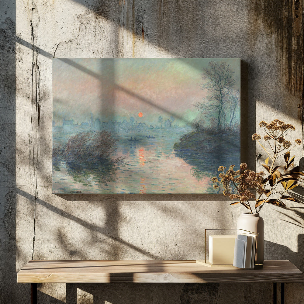 Sun Setting On the Seine At Lavacourt (1880) Claude Monet - Poster / Art Print - interiör