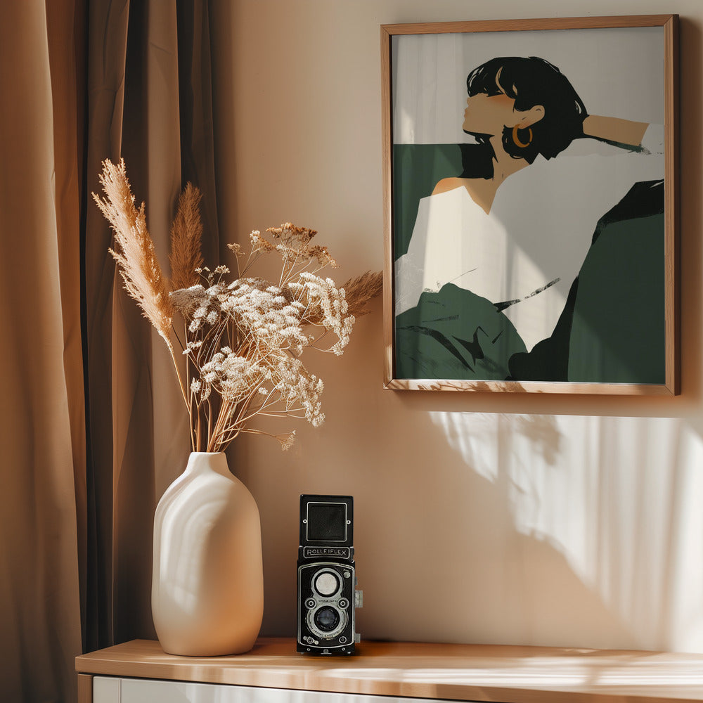 Relaxing woman - Poster / Art Print - interiör