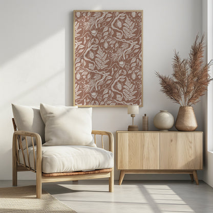 Cabincore Scene Pattern - Mocha Mousse - Poster / Art Print - interiör