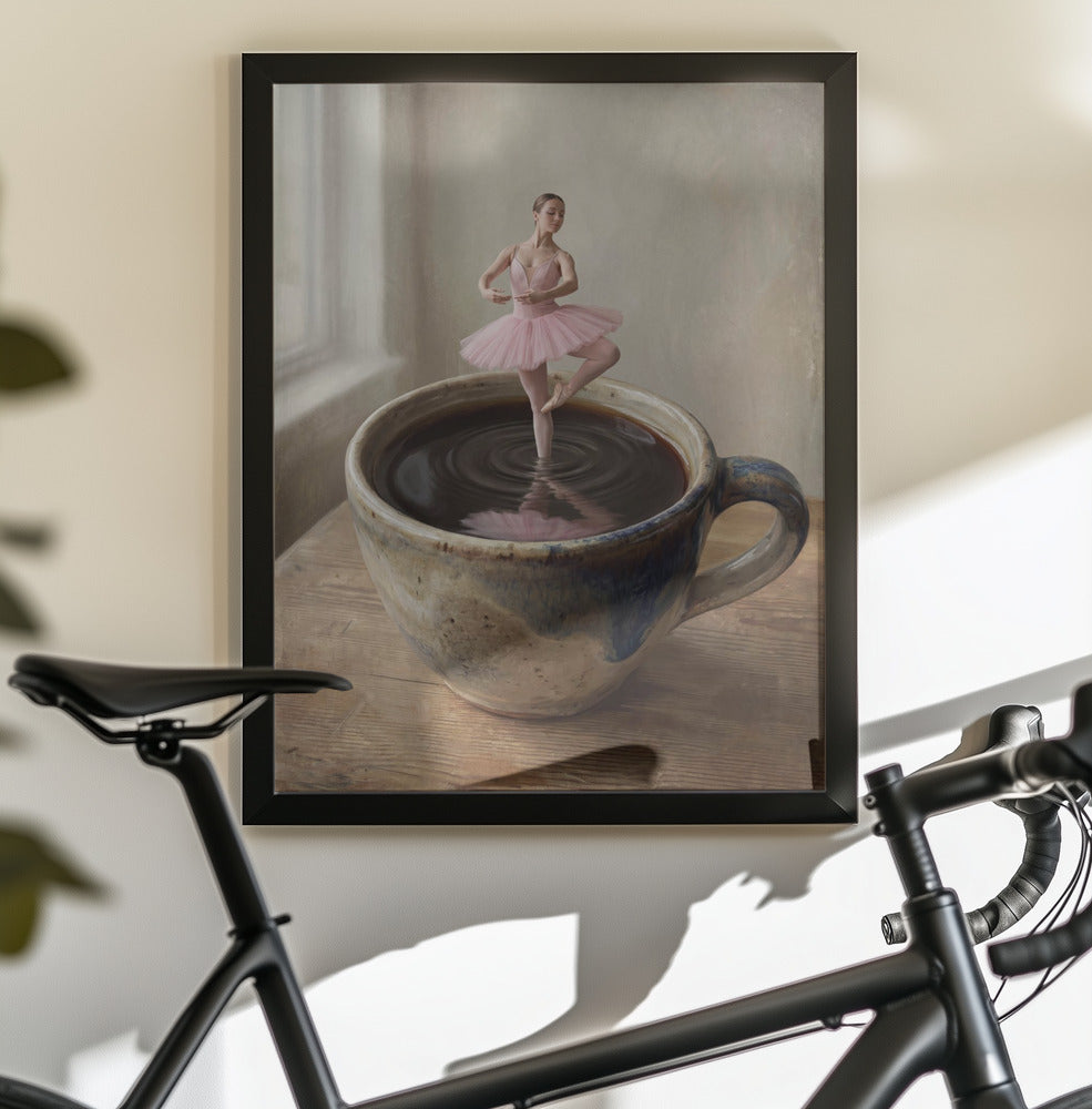 Ballerina In Coffee Cup - Poster / Art Print - interiör