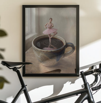 Ballerina In Coffee Cup - Poster / Art Print - interiör