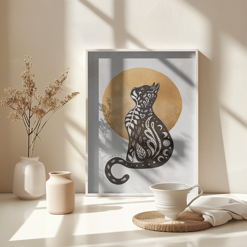 Mystic Moon Cat - Poster / Art Print - interiör