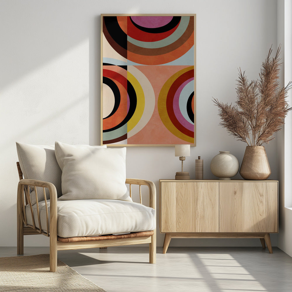 Warm Colors Bauhaus Geometry3 - Poster / Art Print - interiör