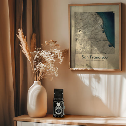 San Francisco retro karta - Poster / Art Print - interiör