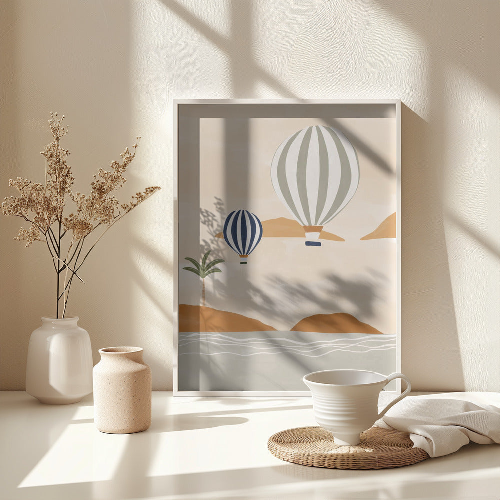 Airballoons In Dessert - Poster / Art Print - interiör