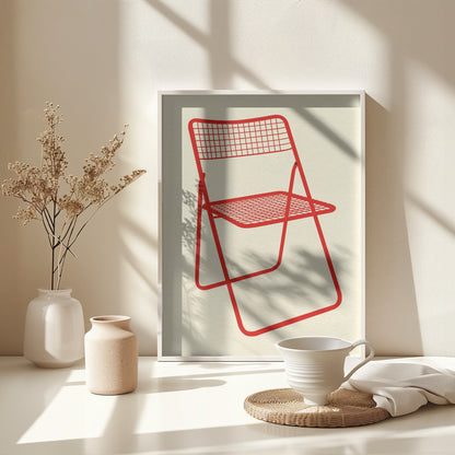 Ted Net Chair Red - Poster / Art Print - interiör