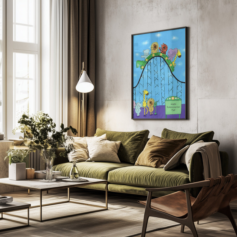 Jungle Animals Whizzing Down the Rollercoaster by Carla Daly - Poster / Art Print - interiör