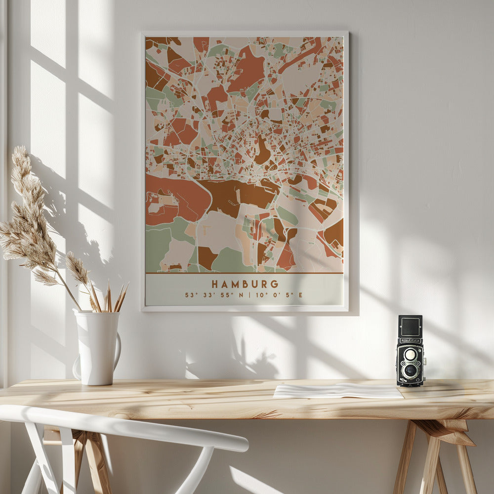 Black Maps Earth Tones 31 - Poster / Art Print - interiör