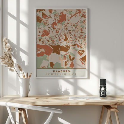 Black Maps Earth Tones 31 - Poster / Art Print - interiör