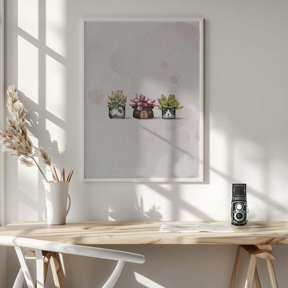 Cute Succulents - Poster / Art Print - interiör