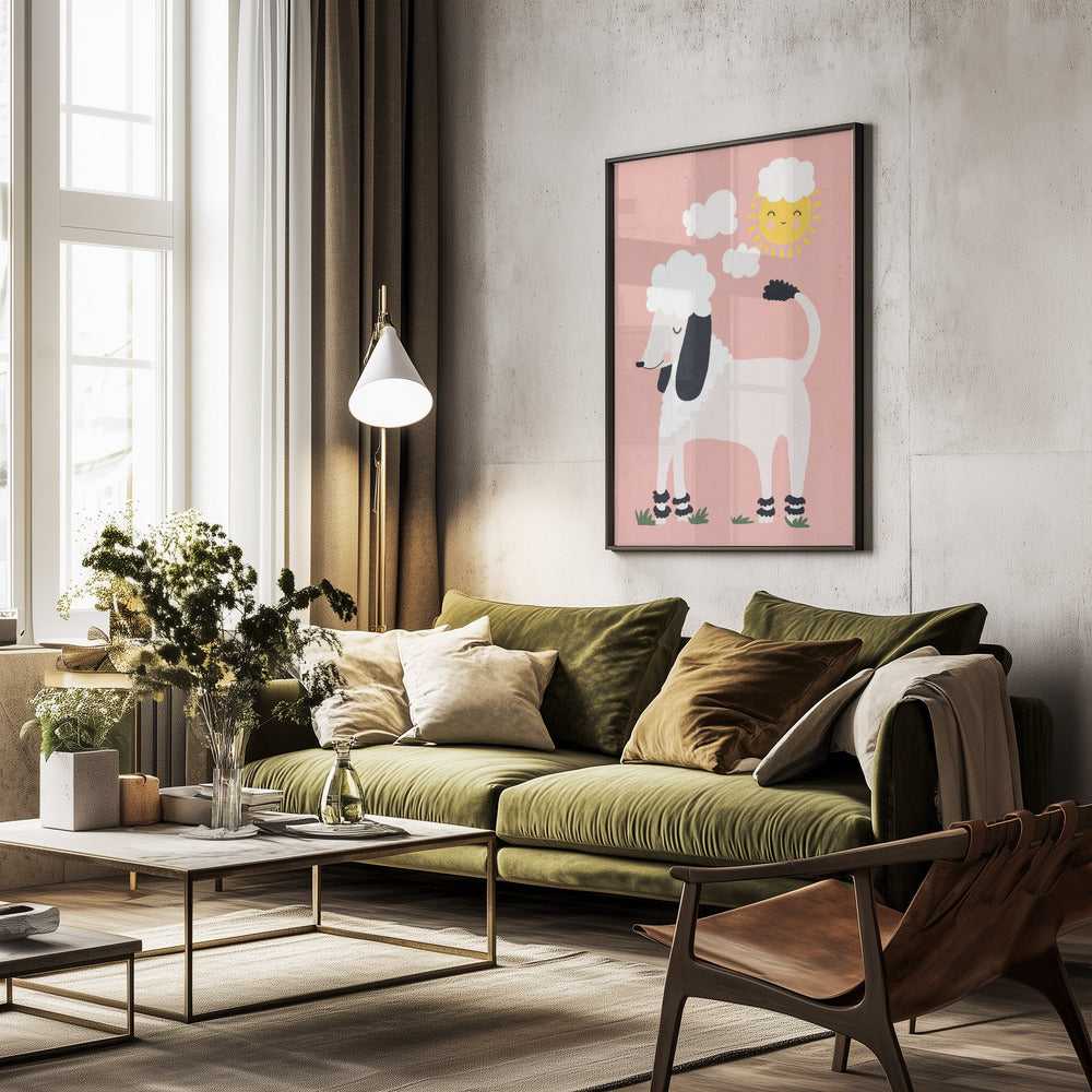 Happy Poodle - Poster / Art Print - interiör