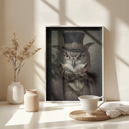 Dapper Owl Gentleman - Poster / Art Print - interiör