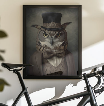 Dapper Owl Gentleman - Poster / Art Print - interiör