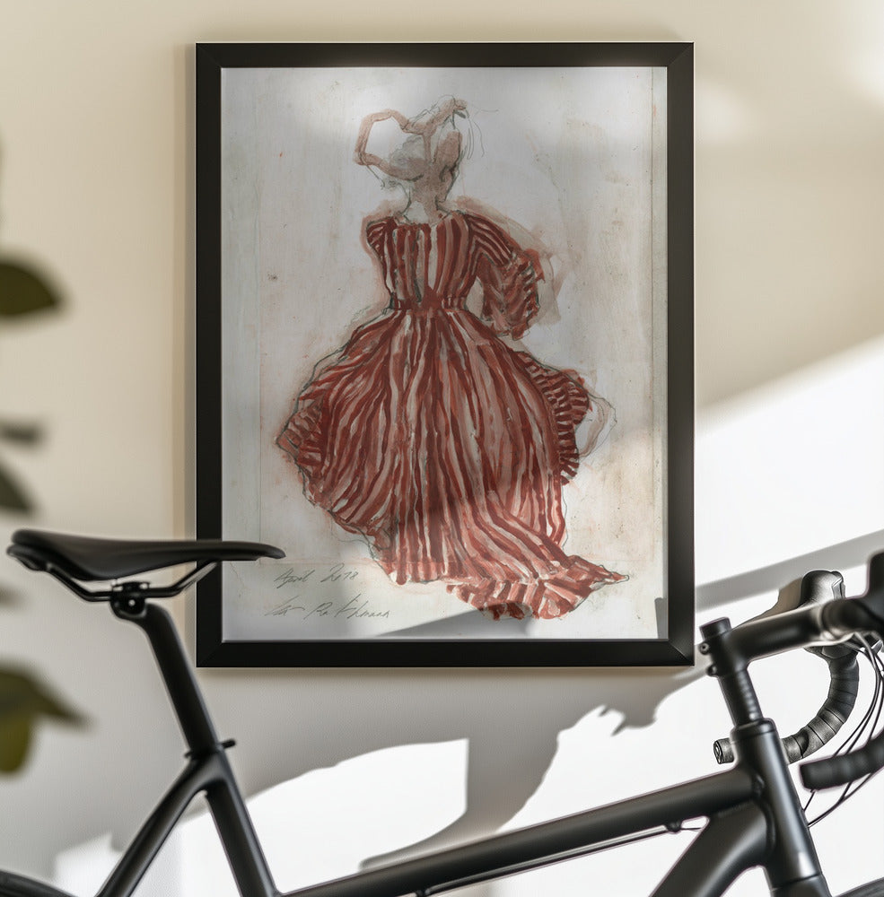 Woman In A Red Striped Dress - Poster / Art Print - interiör