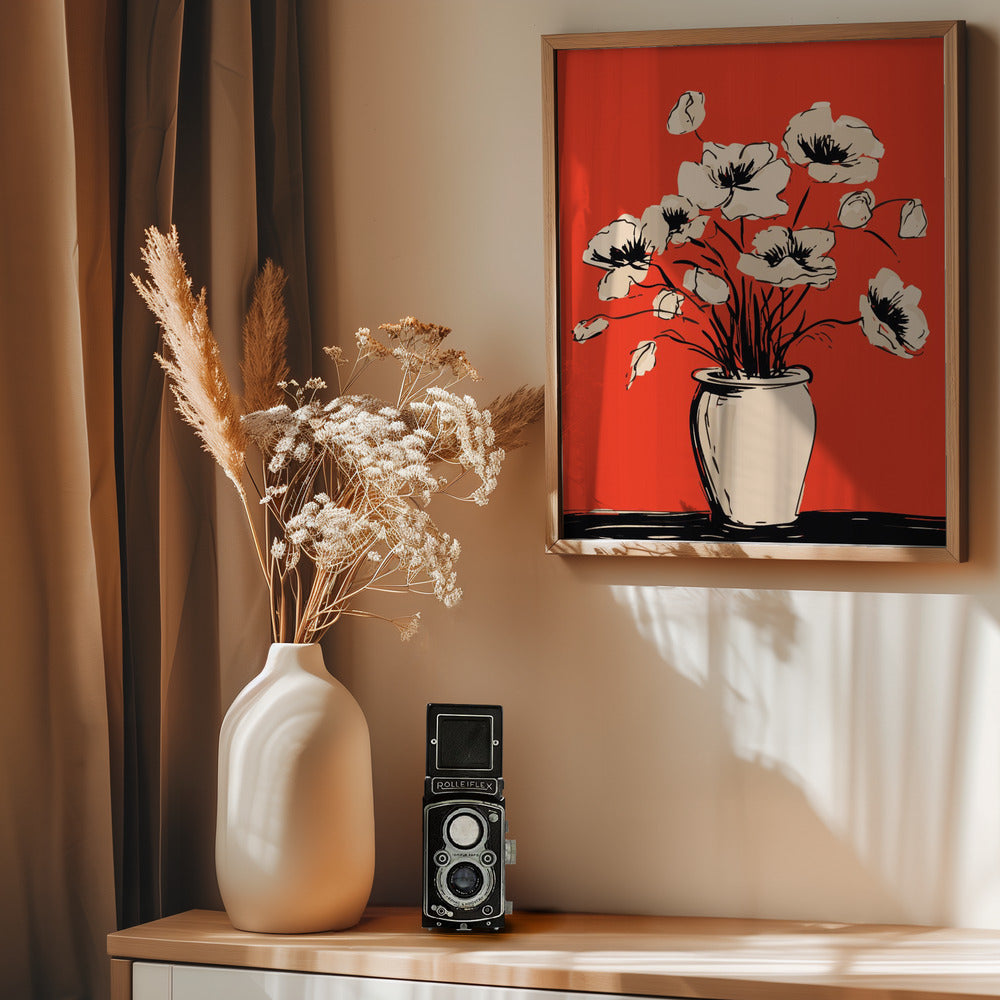 Poppies in a Vase - Poster / Art Print - interiör