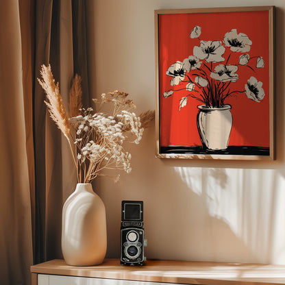 Poppies in a Vase - Poster / Art Print - interiör