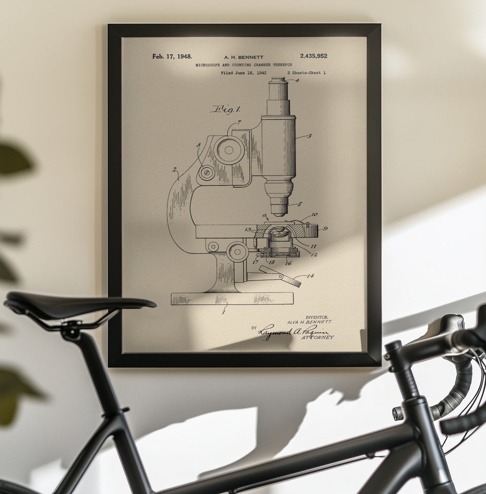 Microscope Patent 1948 - Poster / Art Print - interiör