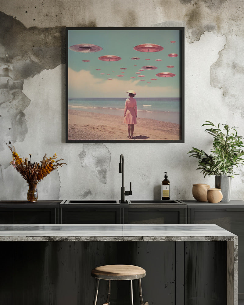 Space Beach Collage Art - Poster / Art Print - interiör