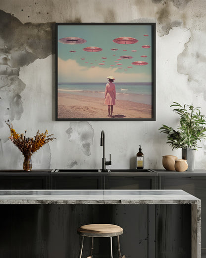Space Beach Collage Art - Poster / Art Print - interiör