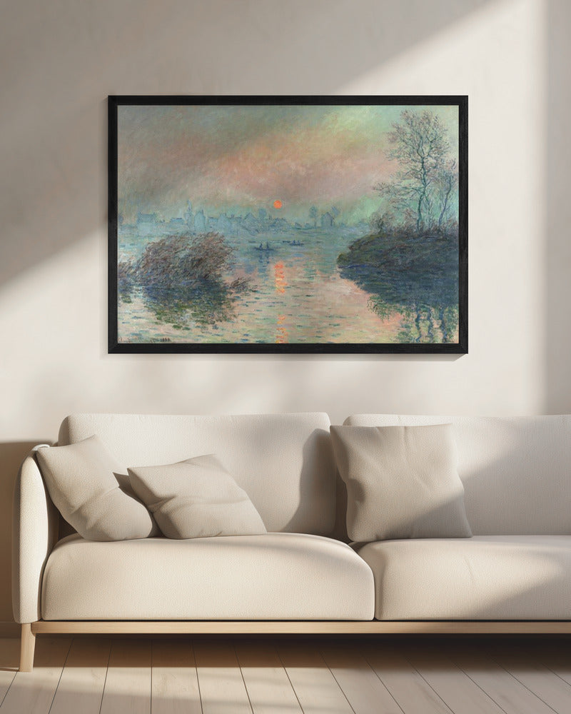 Sun Setting On the Seine At Lavacourt (1880) Claude Monet - Poster / Art Print - interiör