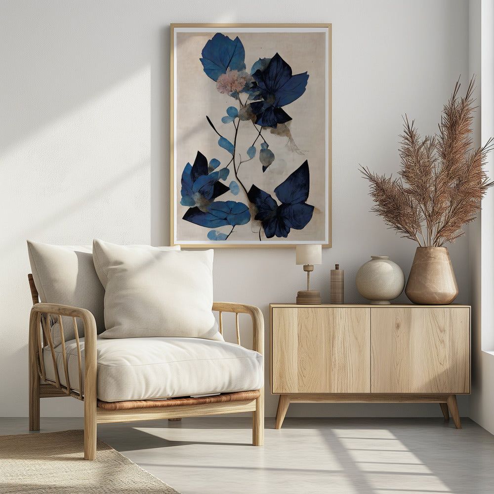 Blue Dry Flowers - Poster / Art Print - interiör