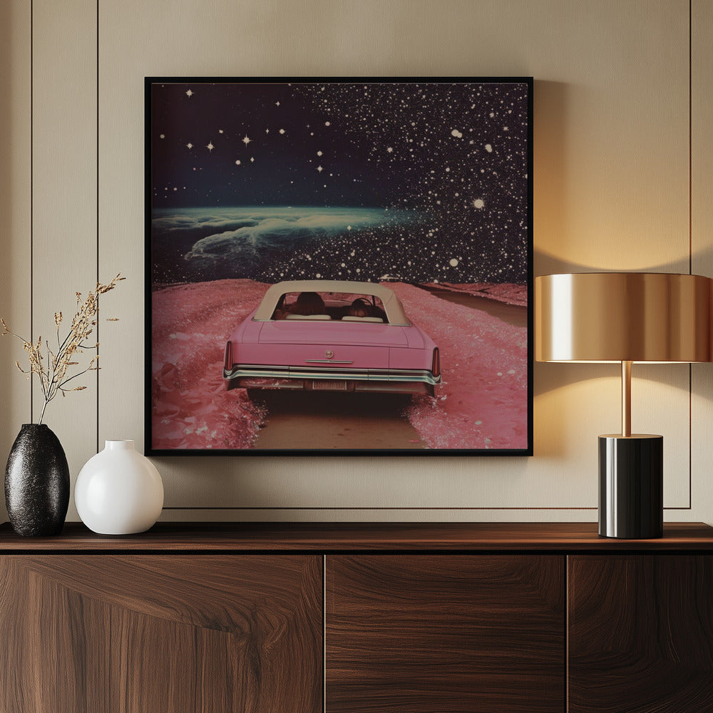 Pink Cruise in Space Collage Art - Poster / Art Print - interiör