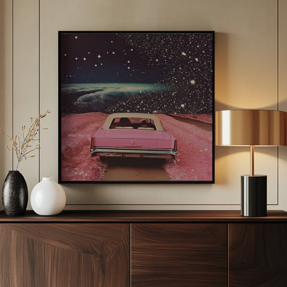 Pink Cruise in Space Collage Art - Poster / Art Print - interiör