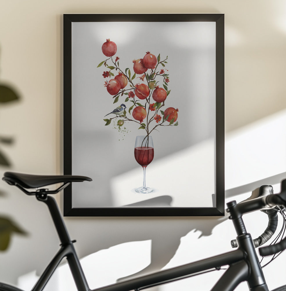 Pomegranate In a Glass of Wine - Poster / Art Print - interiör