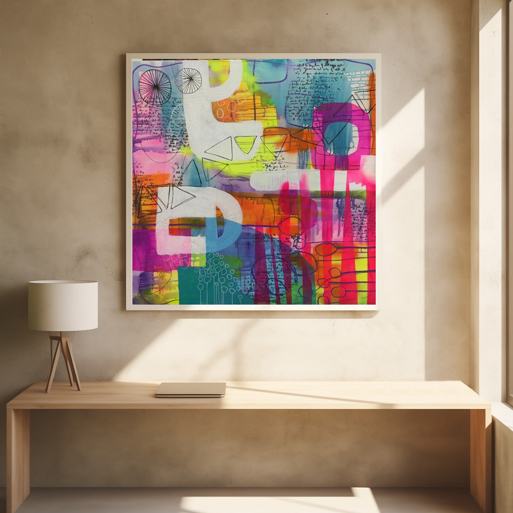 Geometric Shapes and Colorful Patterns - Poster / Art Print - interiör
