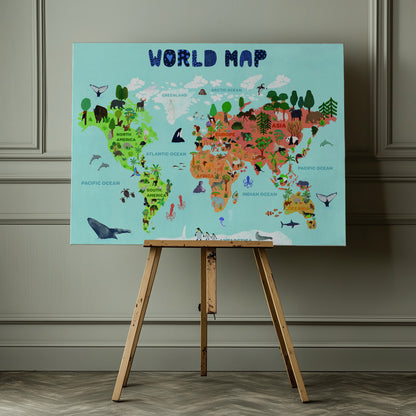 Världskarta för barn - Poster / Art Print - interiör
