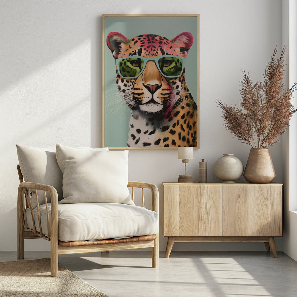 Leopard With Glasses - Poster / Art Print - interiör