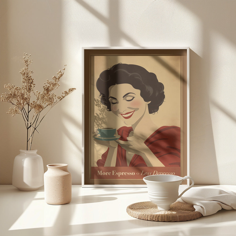 More Espresso - Less Depresso - Poster / Art Print - interiör