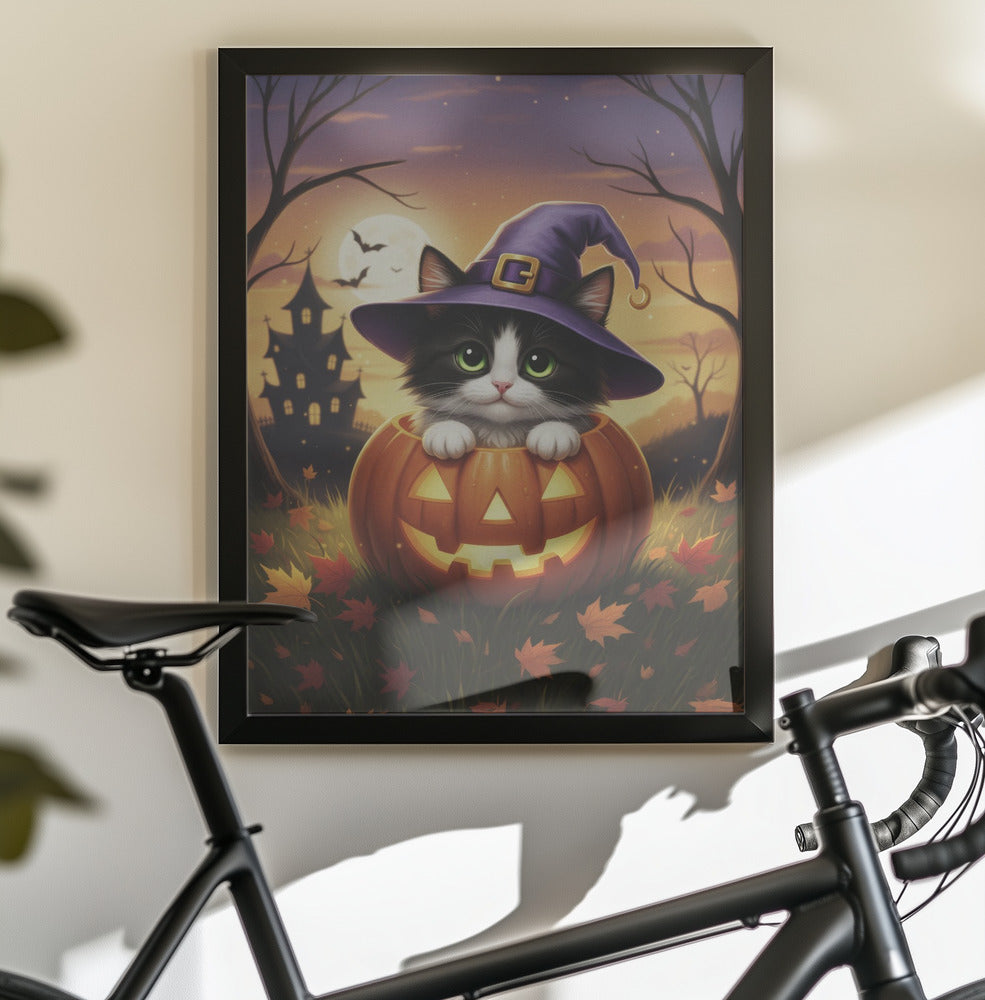 Kitten in a Pumpkin - Poster / Art Print - interiör