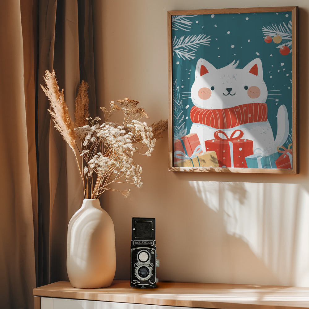 Christmas Cat - Poster / Art Print - interiör