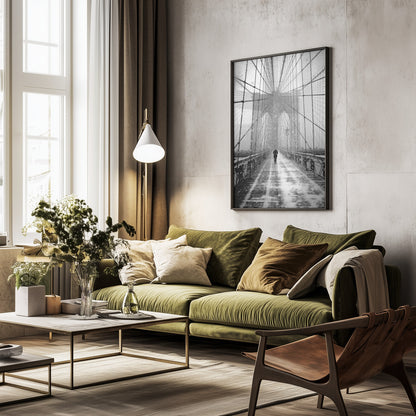 New York Walker in Blizzard - Brooklyn Bridge - Poster / Art Print - interiör