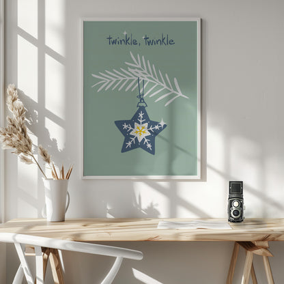 Cheerful twinkle Christmas star mint - Poster / Art Print - interiör