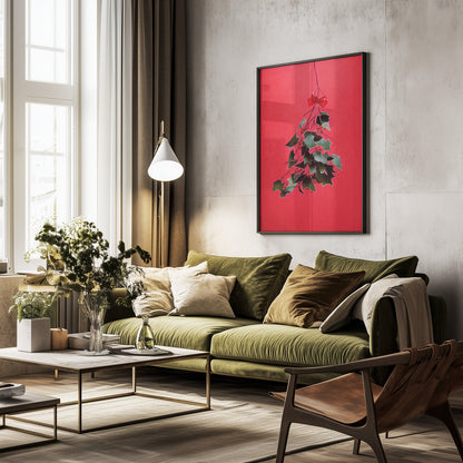 Mistletoe With Red Bow - Poster / Art Print - interiör