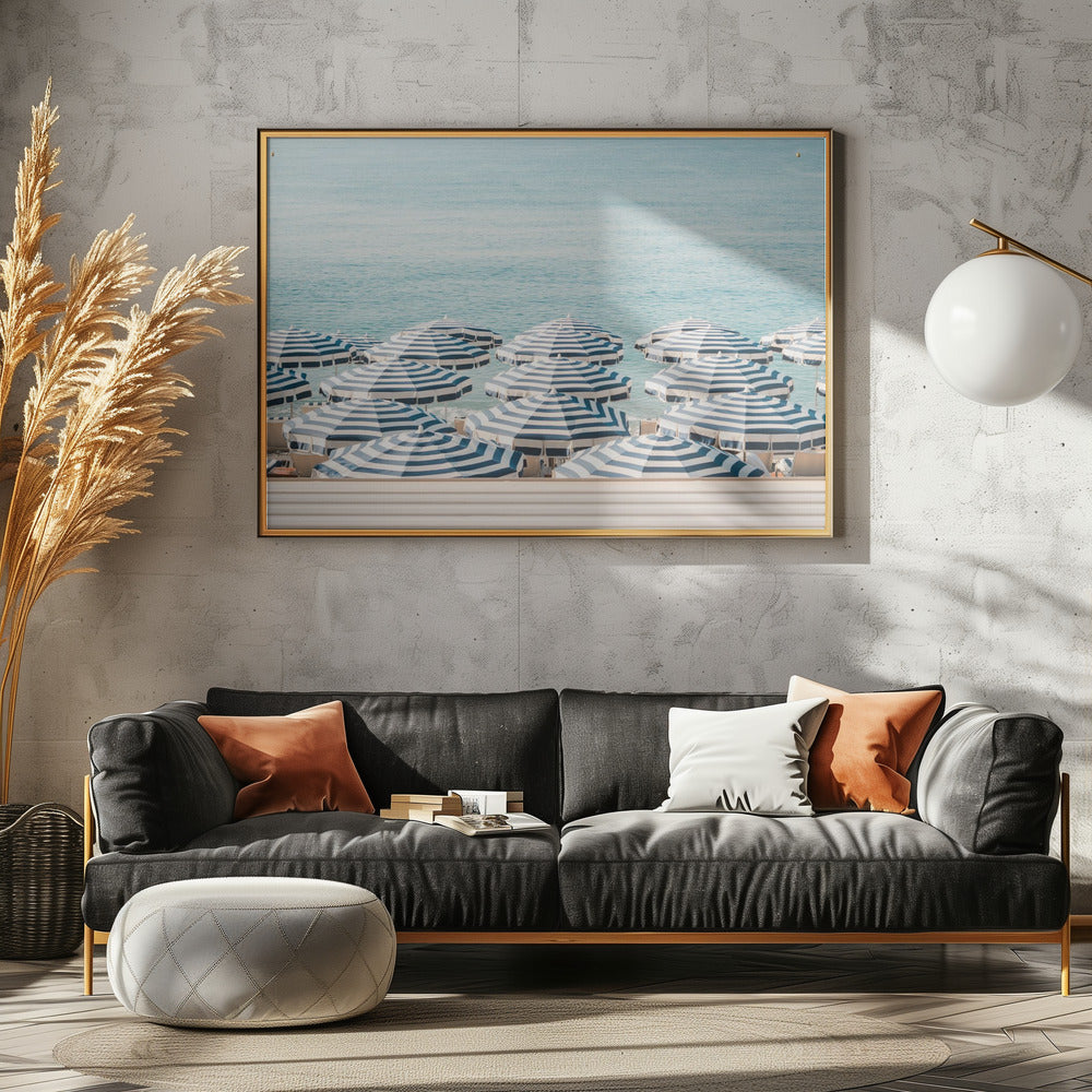 Striped Beach Umbrellas - Poster / Art Print - interiör