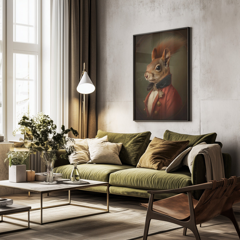 Regal Squirrel Gentleman - Poster / Art Print - interiör